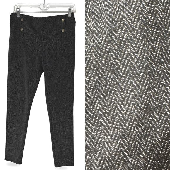 Ann Taylor Pants - Ann Taylor High Rise Leggings Black + Gray Medium Ankle Length #0001